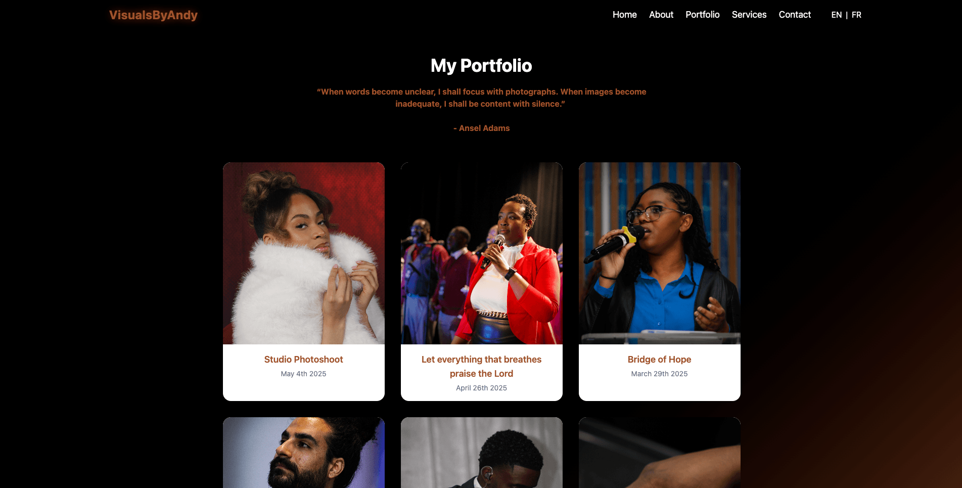 Screenshot of VisualsByAndy project